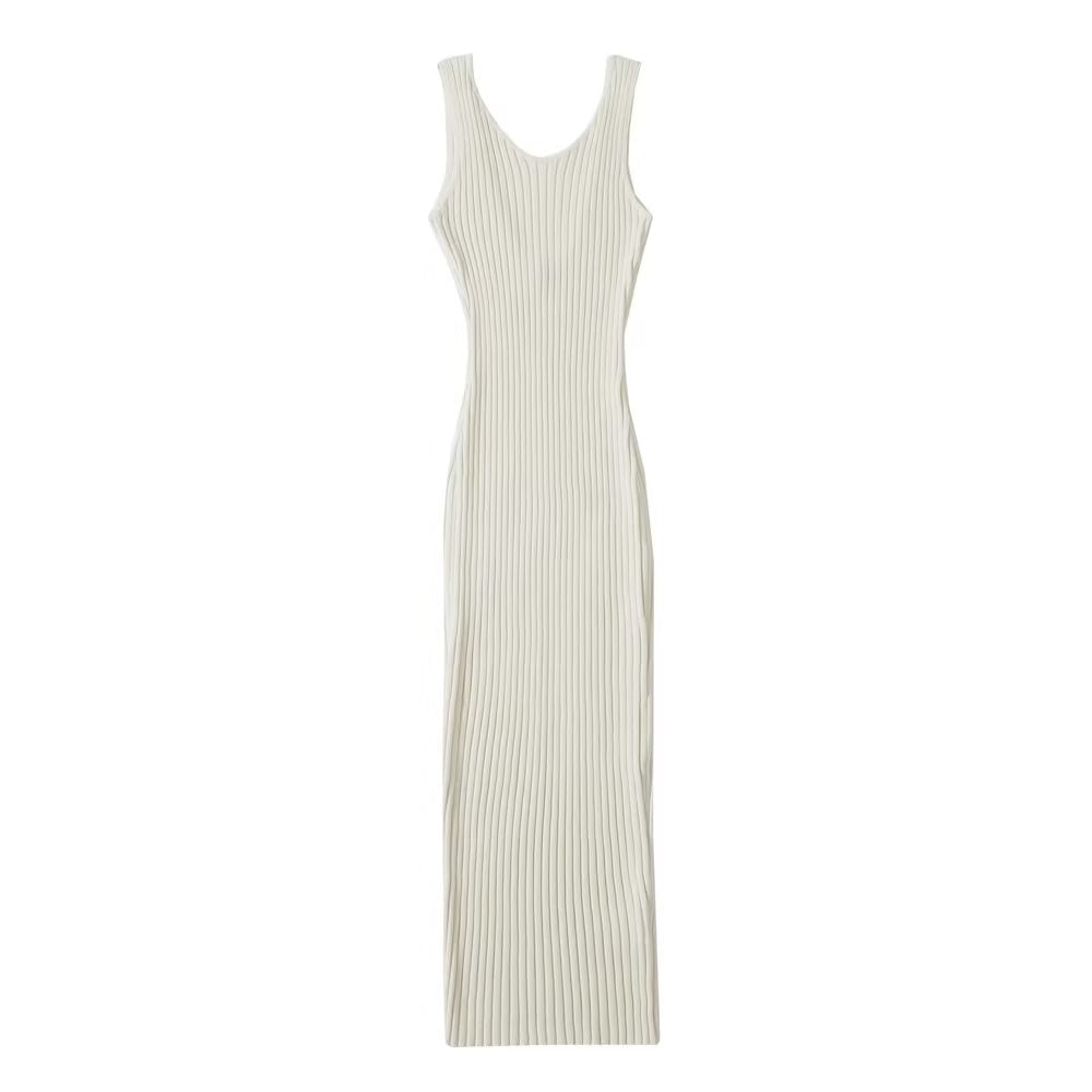 Women's Backless Sleeveless Midi Dress Knit Elegant Slim Dress 5 Colors