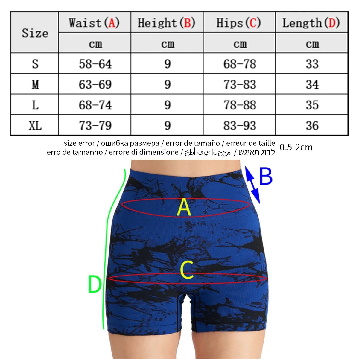 New Seamless Embroidered Tie Dye High Waist Fitness Shorts Tummy Control Push Up Workout Exercise Sport  Gym Fitness Yoga Shorts For Women