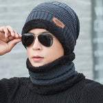 Winter Fleece Scarf & Hat Set Thick Plush Warm Beanie Wool Knit Caps for Men & Women Outdoor Cycling Ski Cold Protection Neck Mask Hat