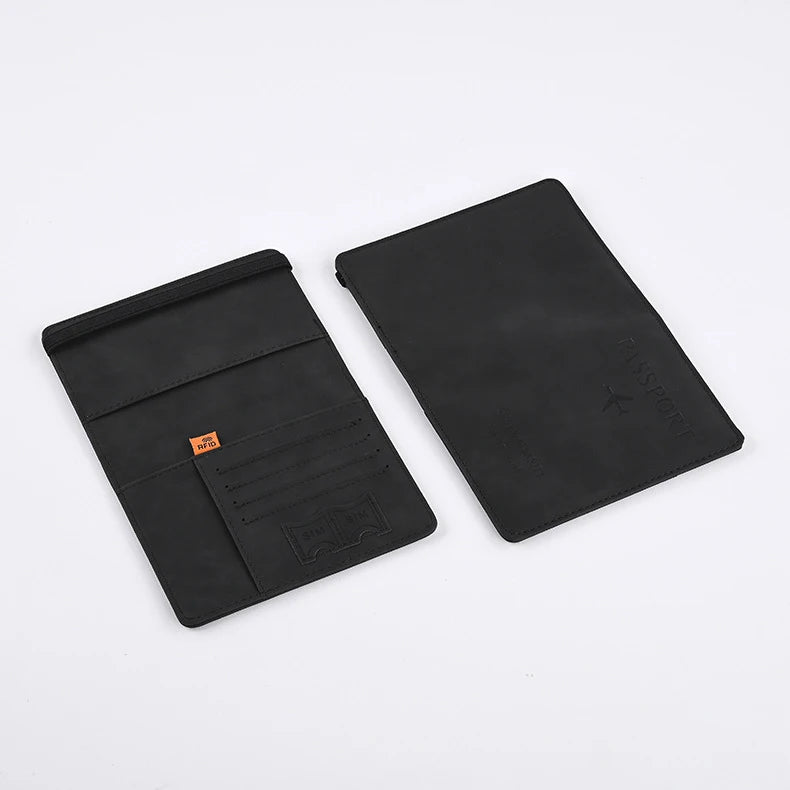 PU Leather Passport Wallet Travel Document Card Holder