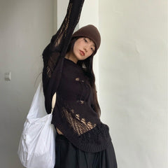 Gothic Hollow Out Knitted Pullovers Sweater