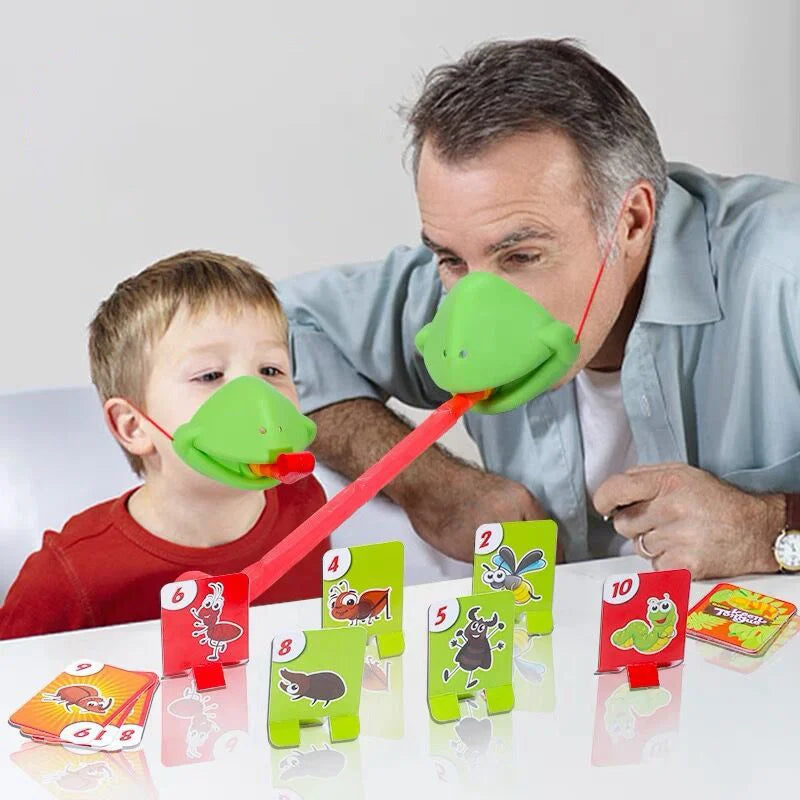 Frog Tongue Slap Game Lizard Mask Wagging Tongue Lick Cards Board Games for Children Family Party Toys Anti-Stress Funny Desktop Game Toys Gift for Kids