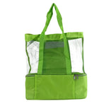 Large Mesh Beach Travel Tote Bag with Insulated Cooler Compartment Insulated Double Layer Picnic Ice Bag