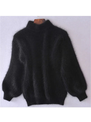 Women's Winter Loose Fuzzy Fluffy Sweater Winter Premium Blend Warm Pullover Sweater