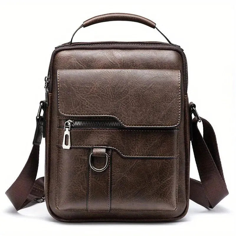 Messenger Bag Men PU Leather Shoulder Crossbody Bag Business Casual Tablet Travel Satchel