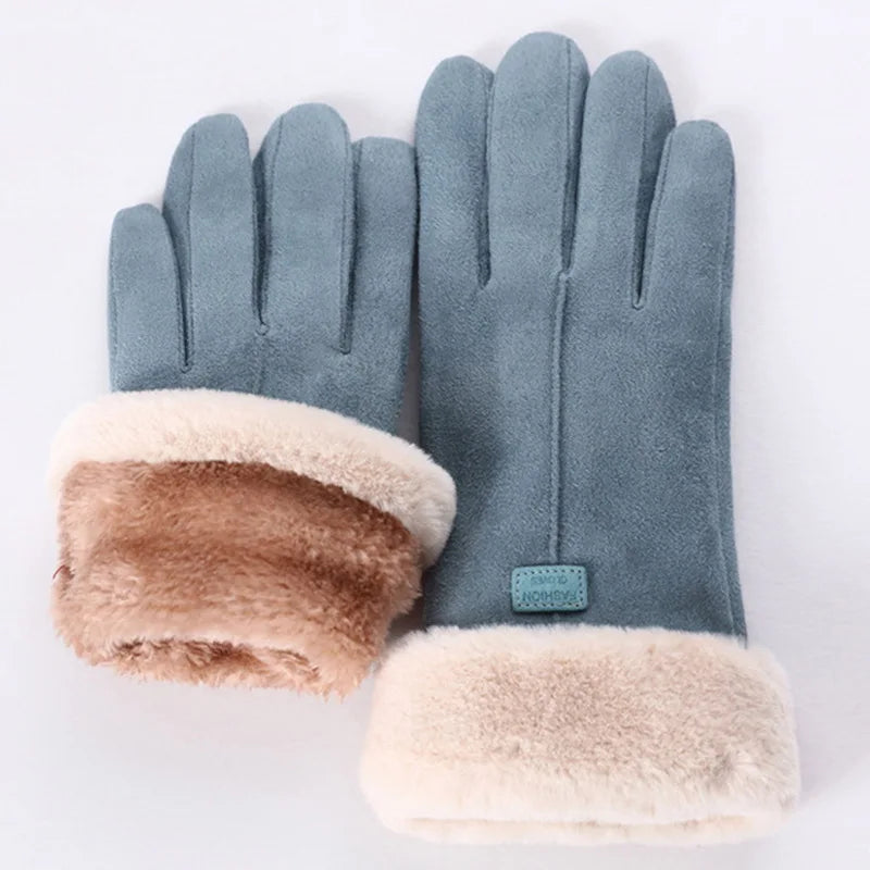 Women's Winter Touchscreen Gloves with Faux Fur Lining