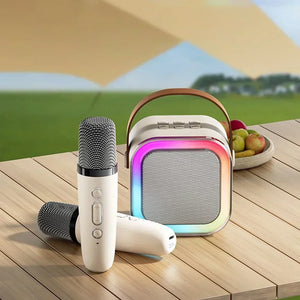 Portable Karaoke Machine Bluetooth 5.3 PA Speaker System with 2 Wireless Microphones Home Family Fun Singing Children's Gifts