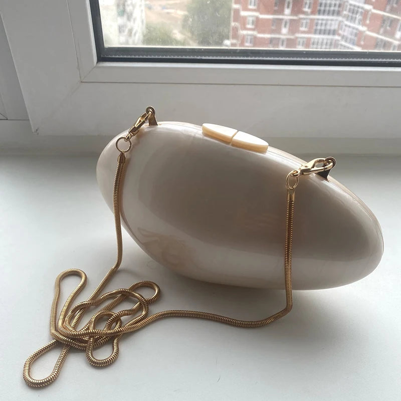 Pearl Acrylic Evening Bag New Fashion Luxury Mini Clutch Purse Women's w/ Chain Shoulder Crossbody Wedding Party Handbag