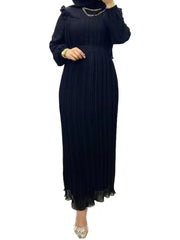 Women's Abaya Party Dress Dubai Kaftan Evening Dress Ruffles Pleated Dresses