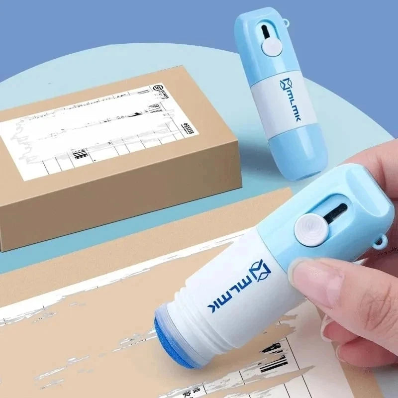 Thermal Paper Privacy Protection Tool with Unboxing Knife and Information Blackout Stamp With Unboxing Knife