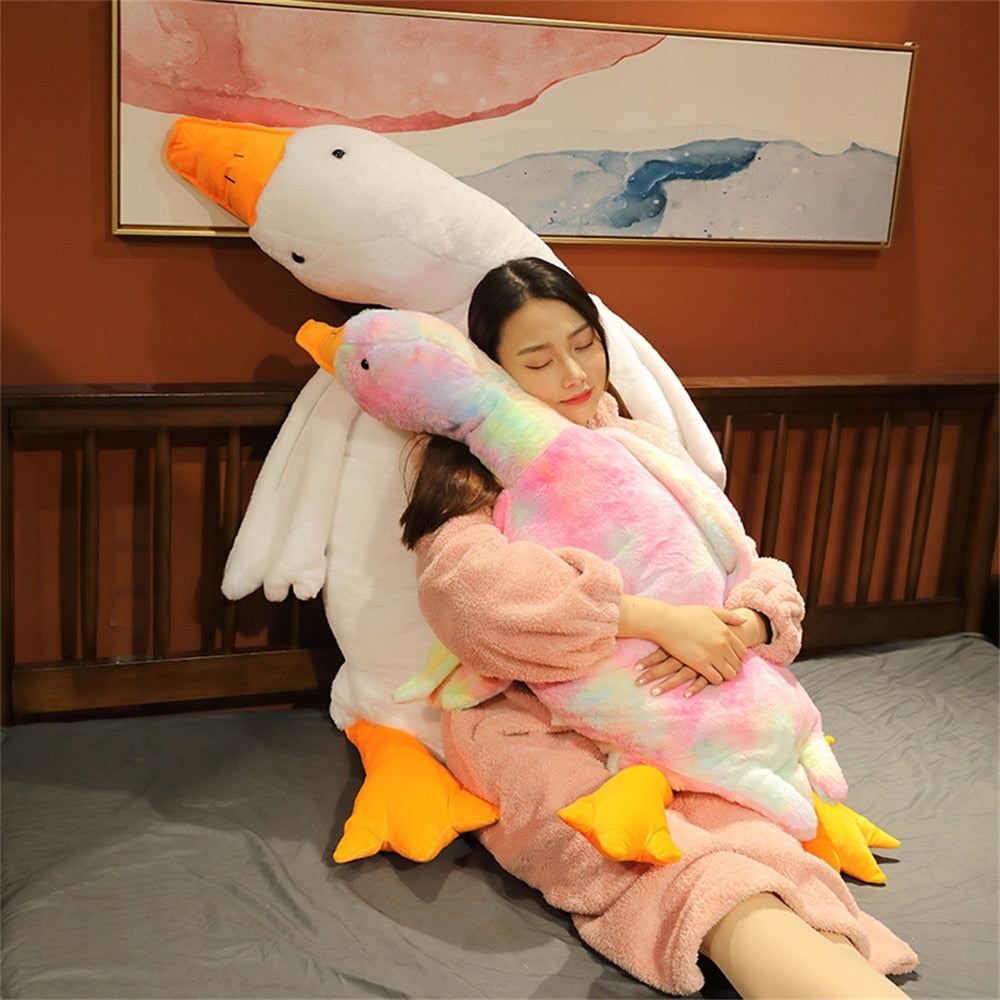 Giant Goose Stuffed Animal Plush Toy w/ Long Neck Big White Goose Cute Soft Fluffy Pillow Toy Gift For Kids