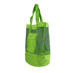 Large Mesh Beach Travel Tote Bag with Insulated Cooler Compartment Insulated Double Layer Picnic Ice Bag