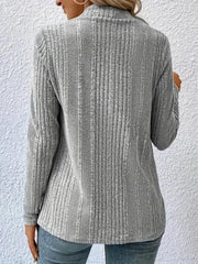 Solid Rib Knit Cardigan, Casual Open Front Long Sleeve Sweater Long Sleeve Cardigan Tops