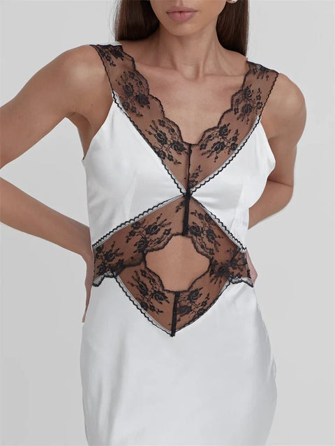 Maxi Dress Women Backless Hollow Out Patchwork Printed High Waist Elegant Party Evening Prom Dress