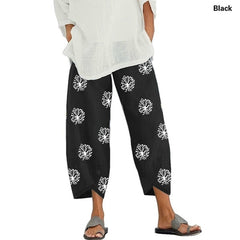 Women's Casual Wide Leg Crop Pants Loose Comfort Elastic Waist Romper Pants