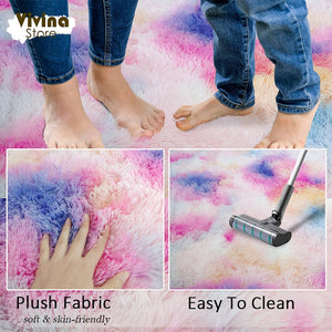 Rainbow Fluffy Carpet For Living Room Plush Rug For Bedroom Hallway Great For the Holidays