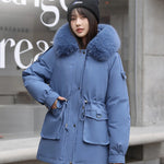 Women's Winter Coat -30 Degrees with Removable Liner Padded Winter Jacket Loose Warm Faux Fur Collar Hooded Parkas Coat Outerwear