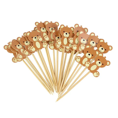 Food Picks 20-Piece Cute Bear Cake Dessert Appetizer Fruit Fork Birthday Baby Shower Christmas Decor