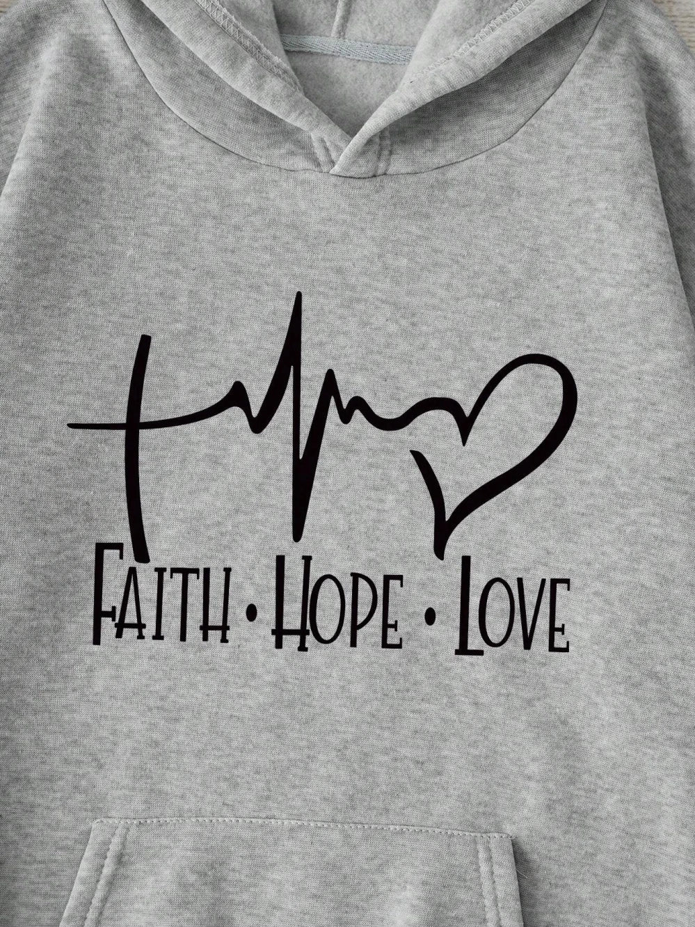 Women's "Faith Hope Love" Graphic Hoodie Casual Loose Streetwear Sweatshirt Autumn Fleece Hooded Hip Hop O-Neck Clothing Tops