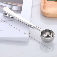 Coffee Scoop & Sealing Clip 2-In-1 Stainless Steel Coffee Spoon with Bag Clip For Coffee Tea Protein Powder etc.