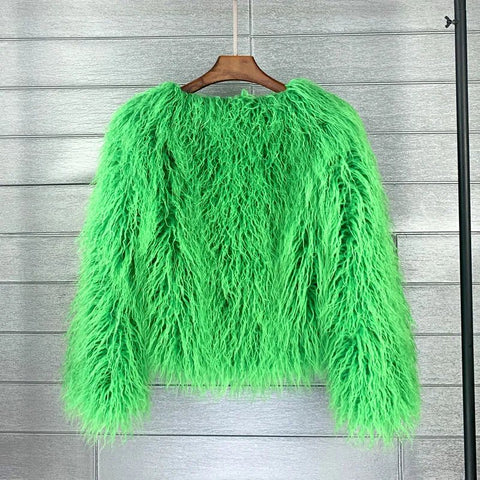 Faux Fur Coat green