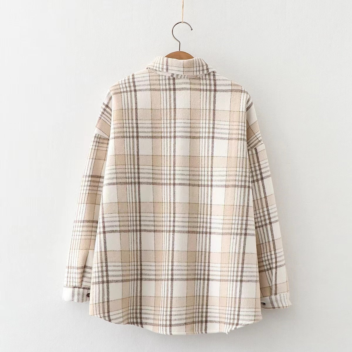 Women's Thick Velvet Plaid Shirt, Soft Warm Flannel Shirt, Vintage Warm Casual Fall Jacket