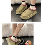 Warm Plush Interior Winter Shoes for Women Winter New Cashmere Warm Thick Sole Low Boot Half Slipper Shoe w/ Fur Lining