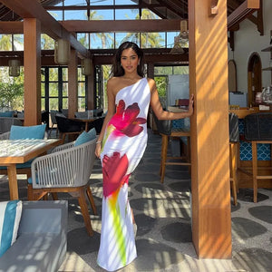 Stunning Strapless Printed Maxi Dress - Chic Women's Beach Robe