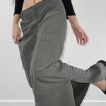 Women's Cargo Long Skirts with Slit Y2K Low Waist Maxi Skirt Retro Grunge Fashion