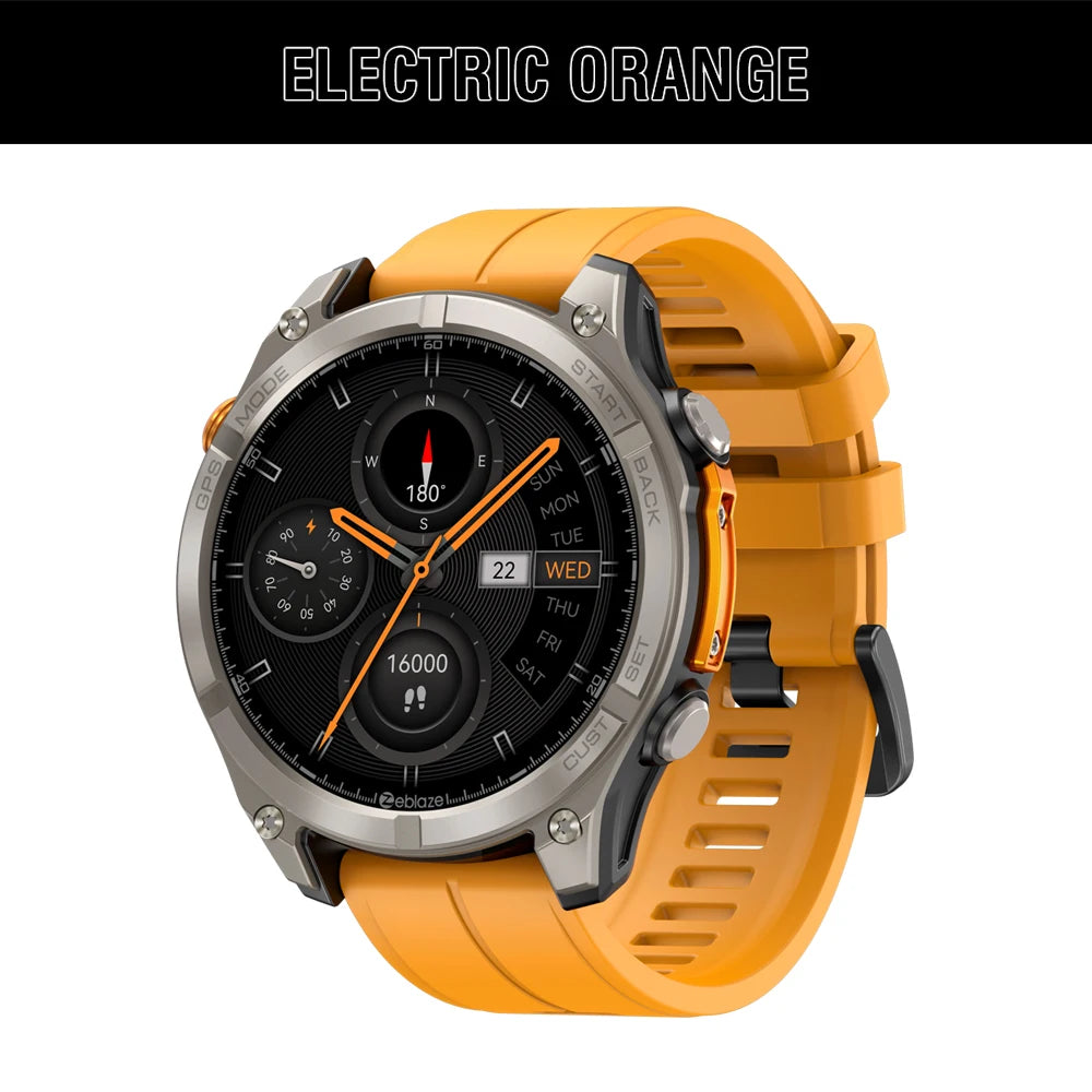 Smartwatch with orange band on a white background