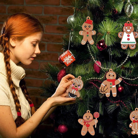 Christmas Gingerbread Man Ornaments Hanging Merry Xmas Tree Decoration Holiday Craft Supply Gift