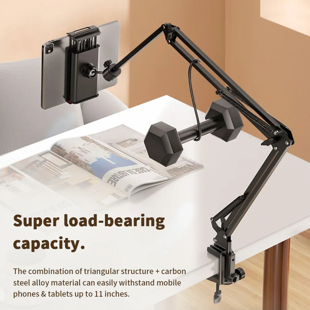 Tablet Holder for Bed with 90cm Metal Arm 360° Rotating Bed Tablet Mount Stand For iPad Stand, for 4.5~11 Inch Devices, Phone Tablet Bracket Holder