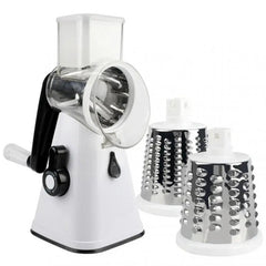 3-in-1 Multifunctional Vegetable Chopper and Grater – Manual Round Drum Slicer for Potatoes, Carrots, Cheese, and More