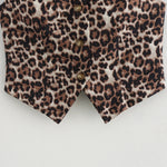 Women's Leopard Print Vest New Fashion V-Neck Single-Breasted Casual Vest Top