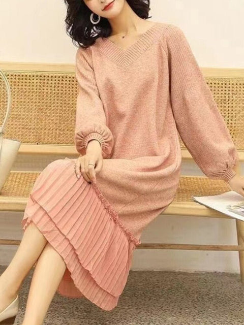 Knit Sweater Dress Women Elegant Loose Long Fit Casual Warm Winter Fashion Dress