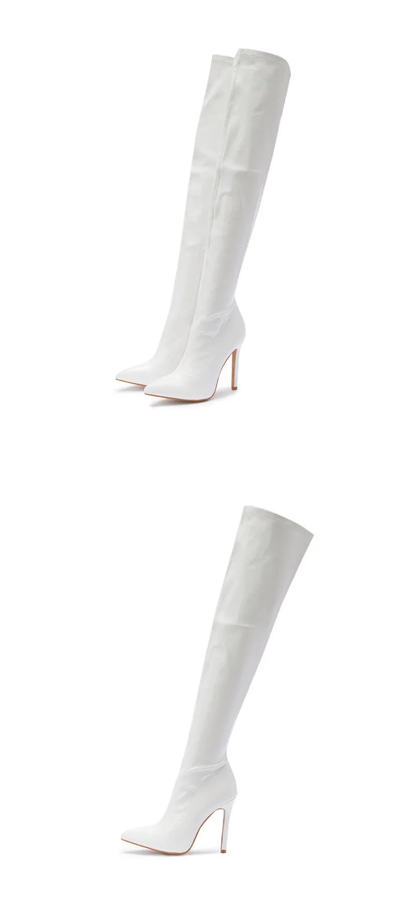 White knee-high boots on a white background