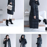 Women's Long Hooded Puffer Coat – Winter Essential - Plus Sizes