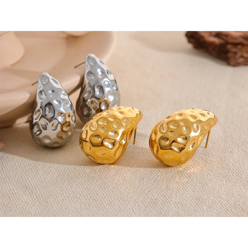 Gold Plated Over Stainless Steel Water Drop Fashion Hollow Stud Earrings Personalized Waterproof Charm Jewelry Gift for Her