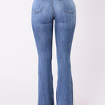 High Waist Flare Jeans for Women Skinny Bell Bottom Jean Pants Multi Button Denim Trousers