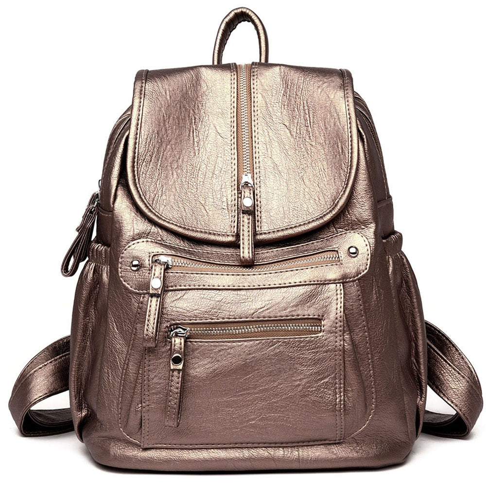 Women's High Quality Leather Backpacks Vintage School Genuine Leather Backpack Shoulder Bag