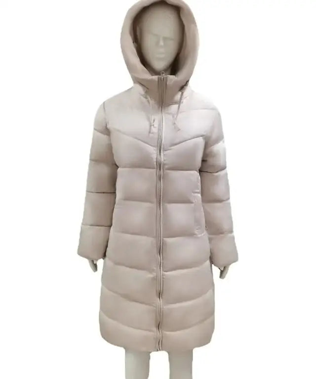 Women's Mid-Length Hooded Puffer Coat – Stylish Winter Warmth Plus Sizes