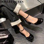 New Fashion Chunky Heel Sandals for Women Party Dress Shoes Split Toe Pumps Ankle Strap Sandal Shoes