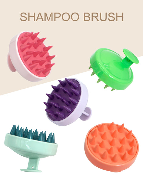 Scalp Massager Brush Silicone Shampoo Hair Head Body Spa Massage Comb Magic Handle Brush