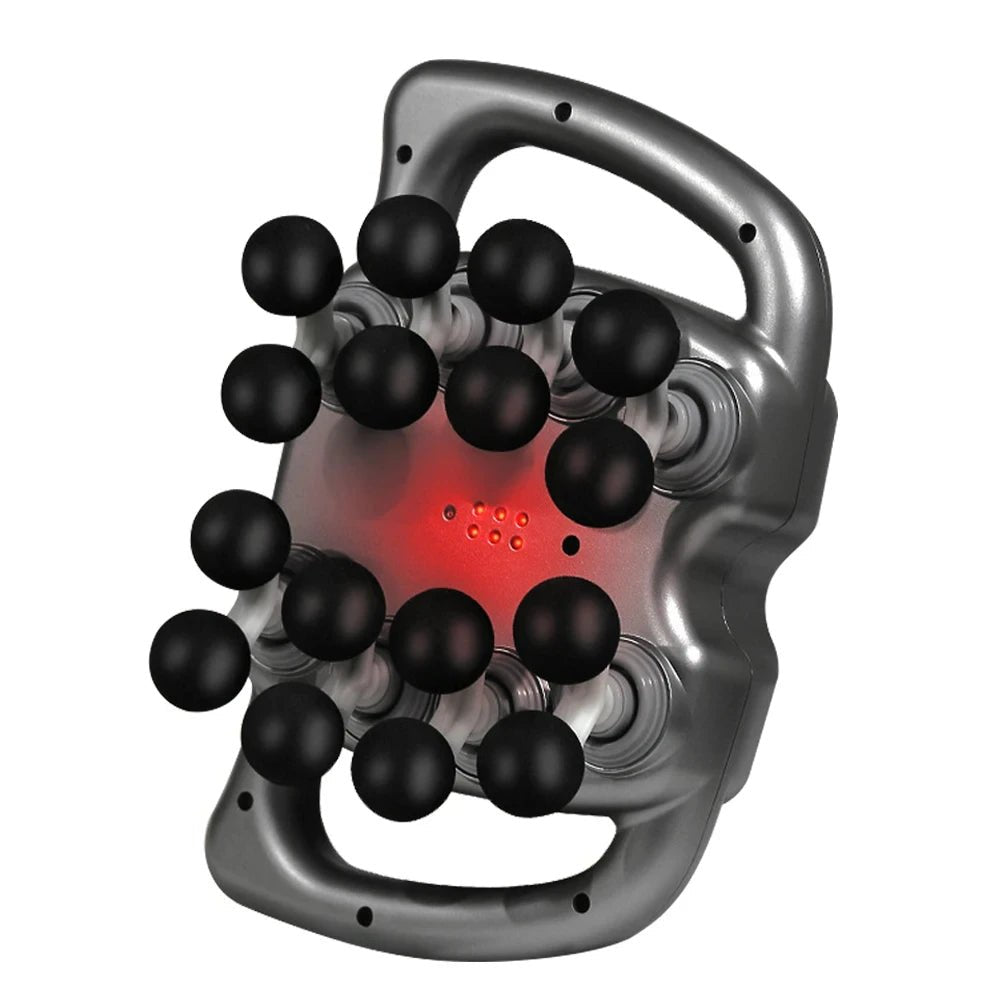 16 head massager with black nodes and a red light on a white background