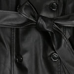 Waterproof PU Vegan Leather Luxury Trench Coat Overcoat For Women