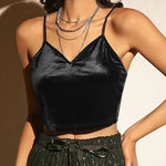 Butterfly Embroidered Mesh Top for Women  V-neck Spaghetti Strap Crop Top