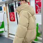 Short Down Coat Parkas for Women Thick Casual Winter Hooded 3/4 Length Coat for Students