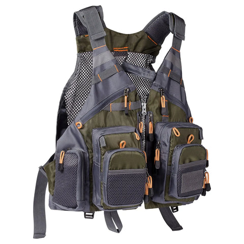 Multicompartment tactical vest with various pockets on a white background