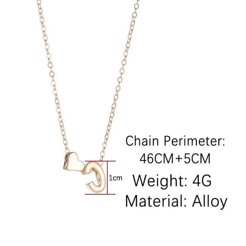 Initial Pendant Necklace Women Tiny Heart 14K Gold Plated Silver Personalized Monogram Choker Gift