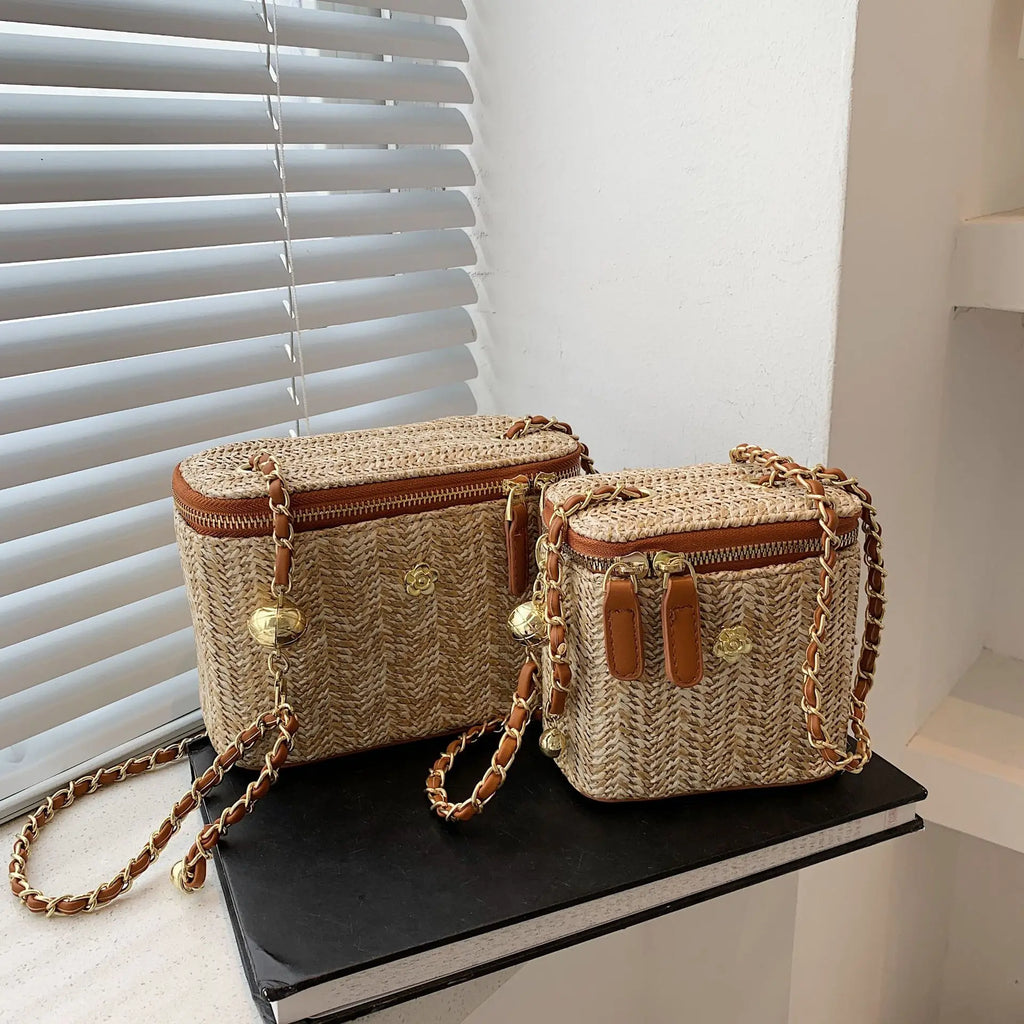 Straw Bucket Crossbody Bags